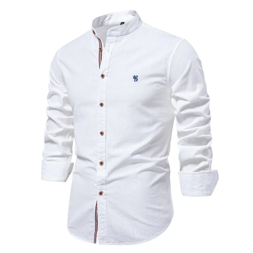 Chic Cotton-Linen Men's Dress Shirt