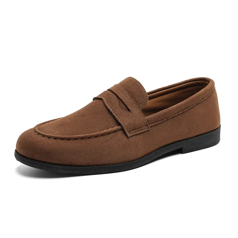 Retro Brown Suede Slip-Ons