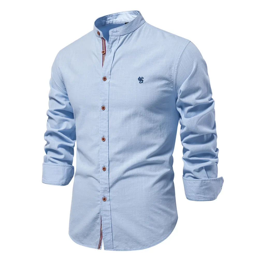 Chic Cotton-Linen Men's Dress Shirt