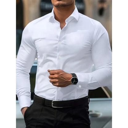 Men's Stylish Solid Long Sleeve Shirt