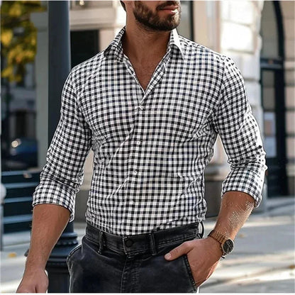 Men's Striped Casual Button-Up