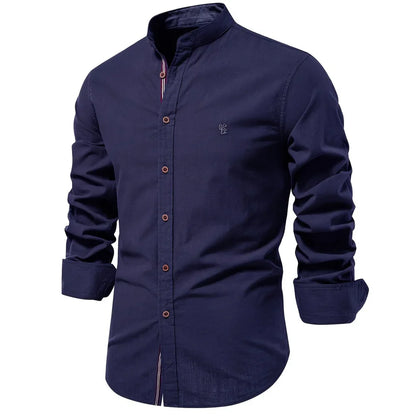 Chic Cotton-Linen Men's Dress Shirt