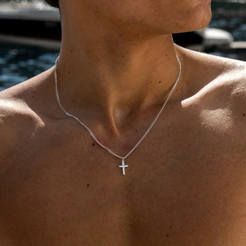Sleek Cross Pendant Necklace for Him
