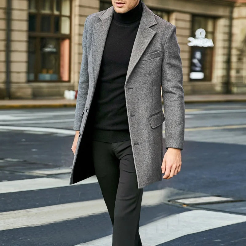 Casual Wool Coat British Style