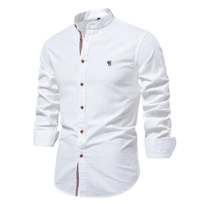 Chic Cotton-Linen Men's Dress Shirt