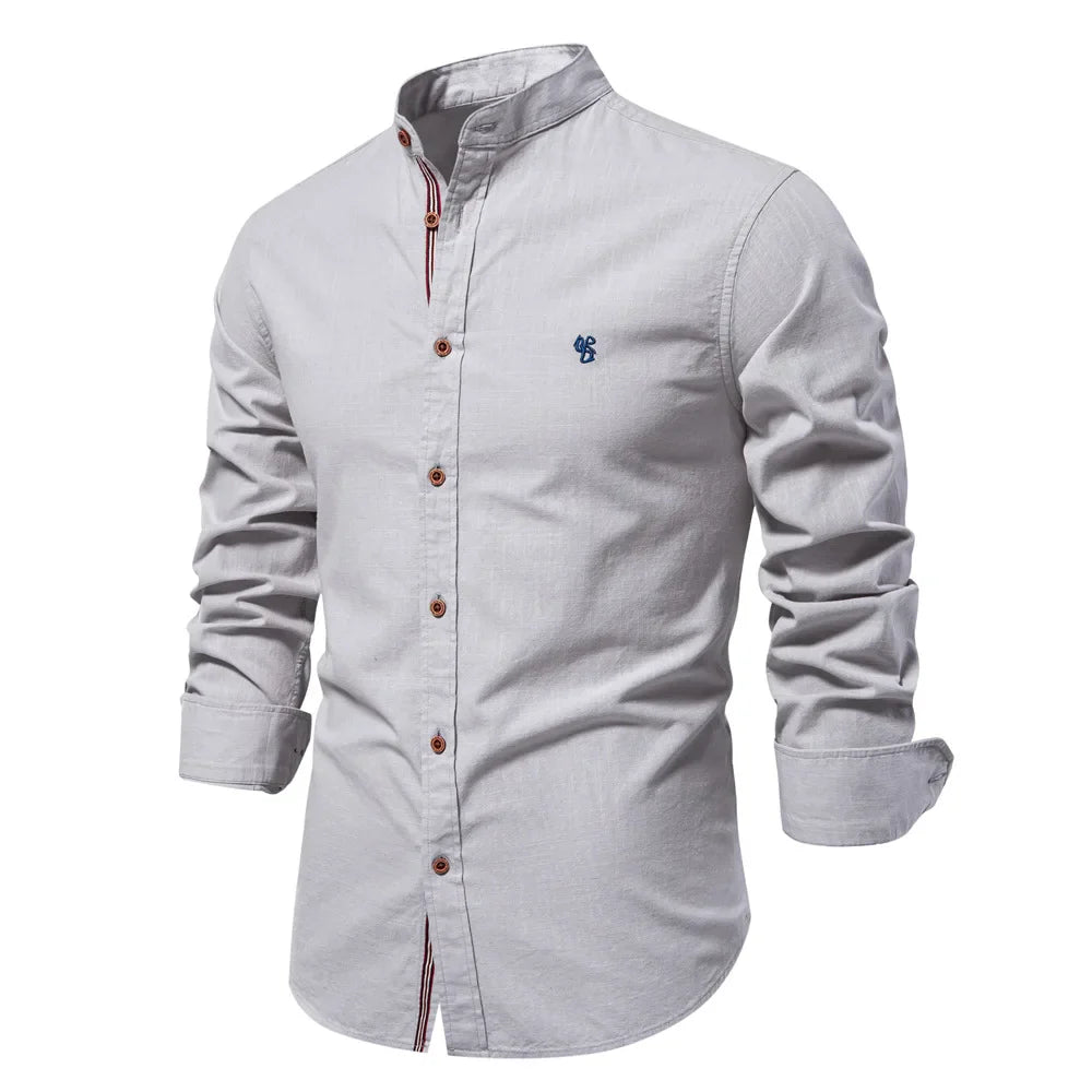 Chic Cotton-Linen Men's Dress Shirt